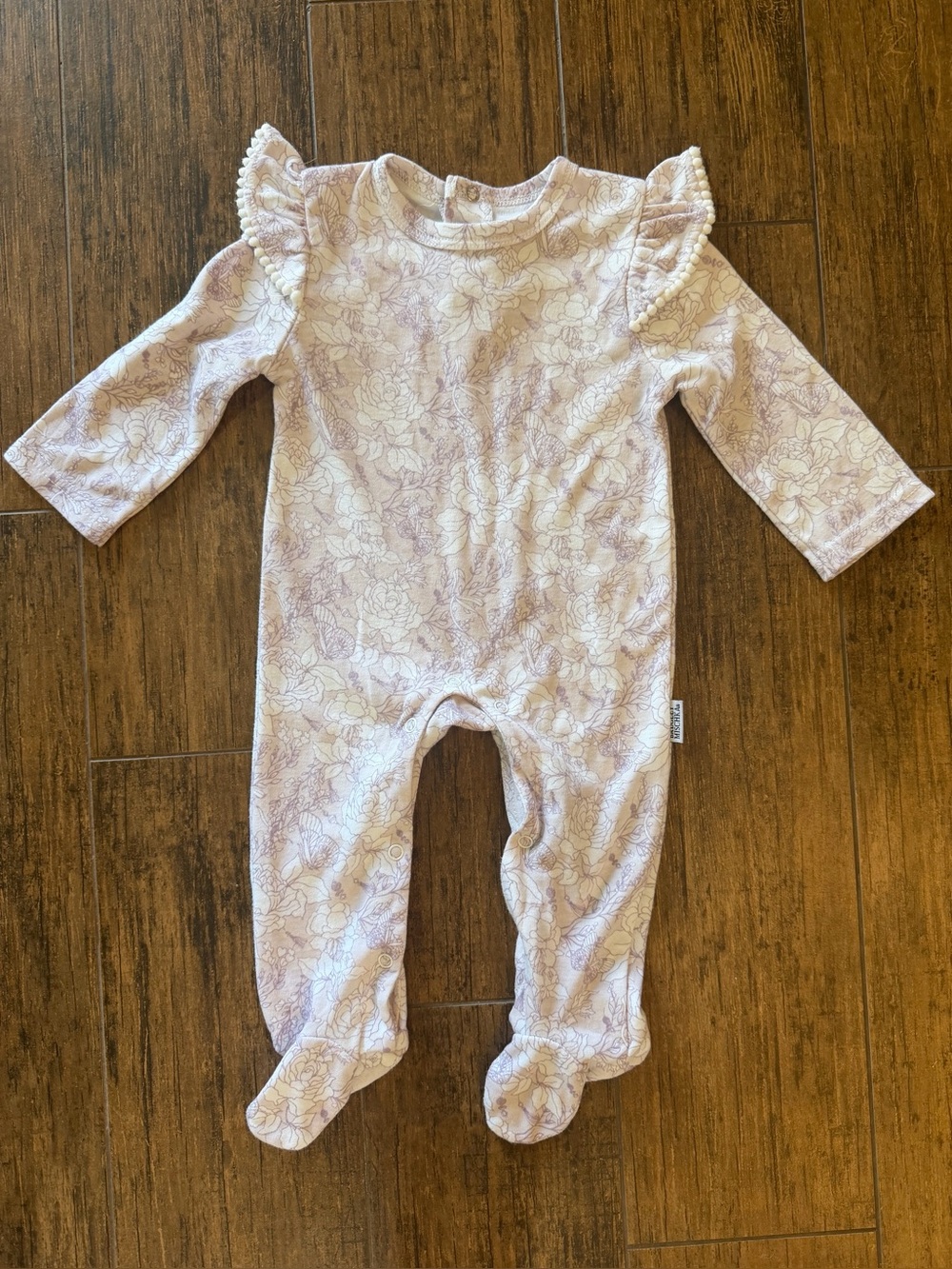 Badgley Mischka Girls 6-9 months 
Footed Floral Ruffle Coverall one piece